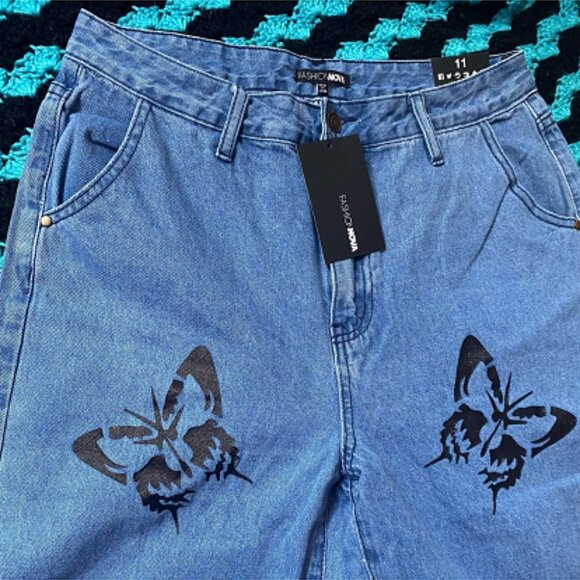 Boho Black Butterfly Jeans size 11 denim new - Picture 4 of 9